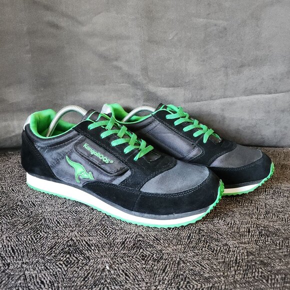 Vintage Black and Green KangaROOS Mens Size 11 Deadstock - Picture 1 of 7
